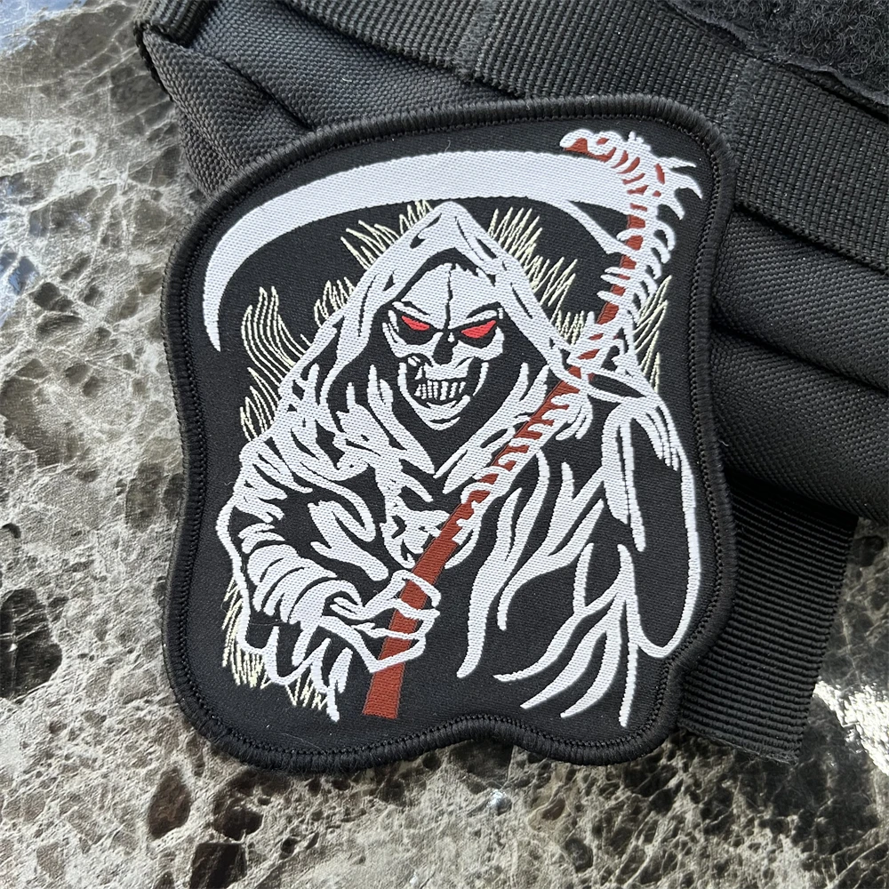 Grim Reaper Morale Badge Patches Tactical Armband Backpack Military Army Hook and Loop Weaving Label Sticker
Grim Reaper Morale Badge Patches Tactical Armband Backpack Military Army Hook and Loop Weaving Label Sticker