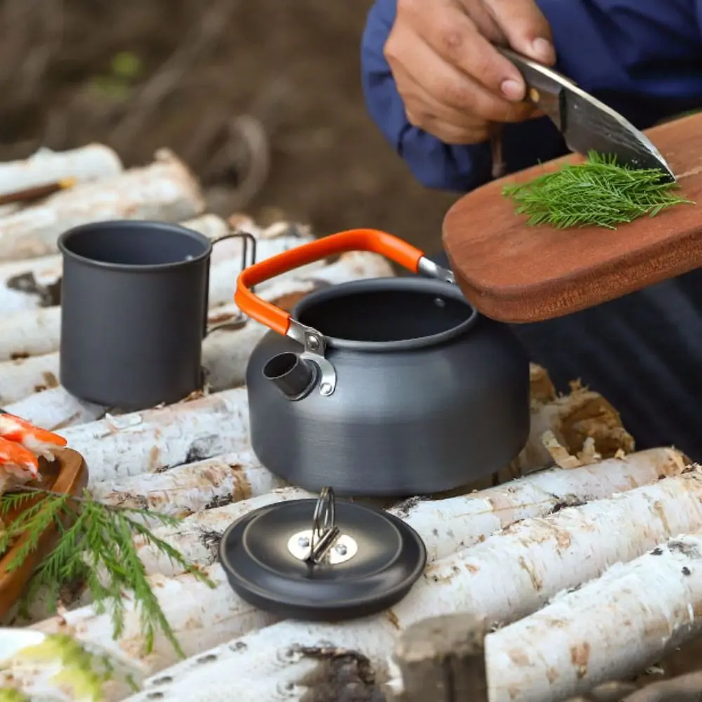 Teapot Combination Camping Tableware Kettle Frying Pan Outdoor Cookware Set with Mesh Bag Non Stick Picnic Pot Set Coffee Pot
Teapot Combination Camping Tableware Kettle Frying Pan Outdoor Cookware Set with Mesh Bag Non Stick Picnic Pot Set Coffee Pot