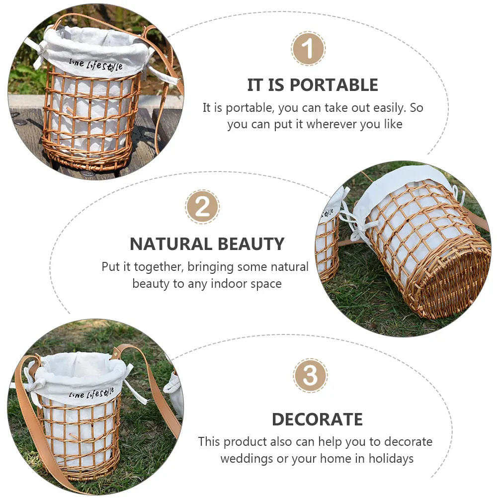 1pc Woven Storage Wedding Flower Basket Vintage Small Handle Portable Woven Flower Basket Wedding Fruit Home Organization
1pc Woven Storage Wedding Flower Basket Vintage Small Handle Portable Woven Flower Basket Wedding Fruit Home Organization