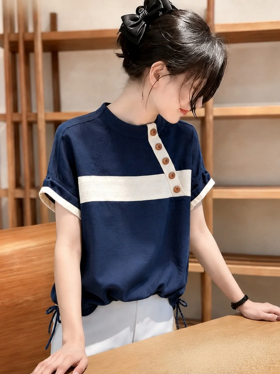 Korean Style Fashionable Color Block Design Short Sleeve T-Shirt Women's Versatile Summer Top Youthful round Neck Shirt
Korean Style Fashionable Color Block Design Short Sleeve T-Shirt Women's Versatile Summer Top Youthful round Neck Shirt
