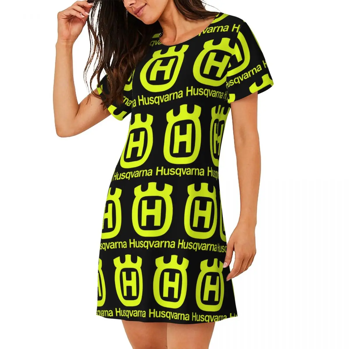 Custom H-Husqvarnas Short Sleeves Nightdress For Sleeping Sleepshirts Women Short Sleeve Nightgowns Loose Pajama Dress
Custom H-Husqvarnas Short Sleeves Nightdress For Sleeping Sleepshirts Women Short Sleeve Nightgowns Loose Pajama Dress