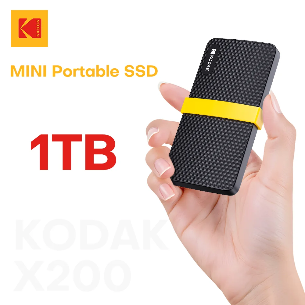 Kodak X200 Portable SSD 2TB 1TB USB 3.1 Type C External Drive Hard Disk 512GB 256GB Solid State Drive For PS4 Laptop Macbook PC
Kodak X200 Portable SSD 2TB 1TB USB 3.1 Type C External Drive Hard Disk 512GB 256GB Solid State Drive For PS4 Laptop Macbook PC