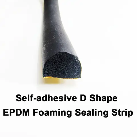 Length 1M to 30M Width 16mm to 40mm Self adhesive D Shape EPDM Foaming Sealing Strip D Type Foaming Sealing Strip with Glue
