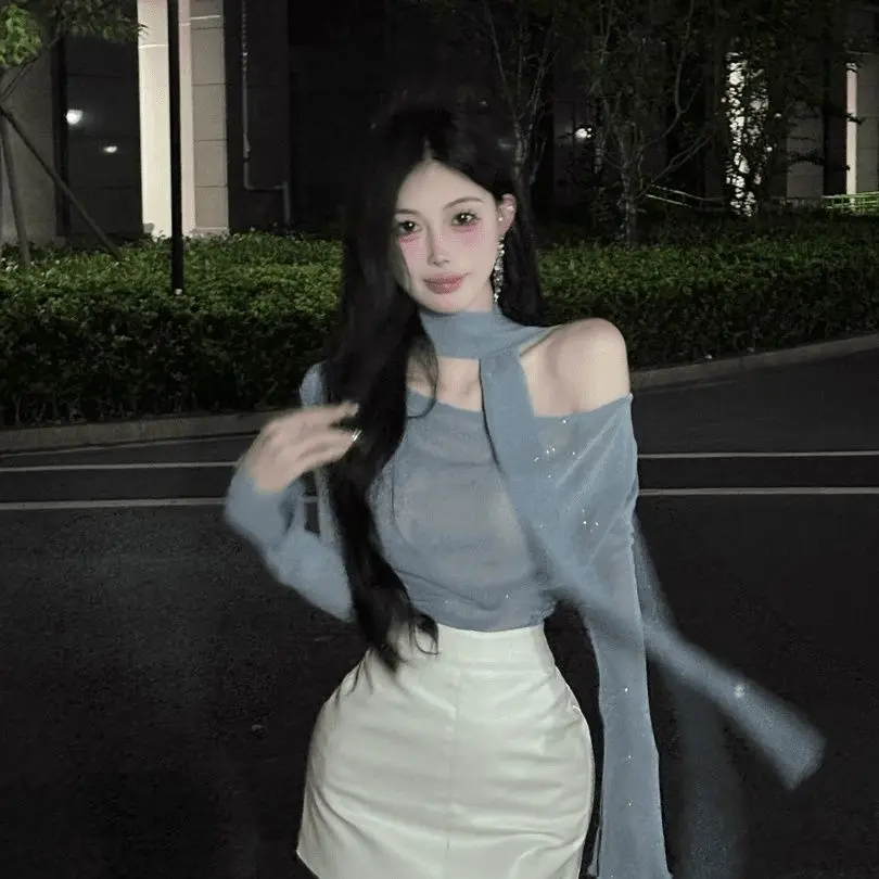 Fashion Sequin Perspective V-neck Long-sleeved T-shirt for Women Early Autumn New Temperament Slim Bodywear
Fashion Sequin Perspective V-neck Long-sleeved T-shirt for Women Early Autumn New Temperament Slim Bodywear