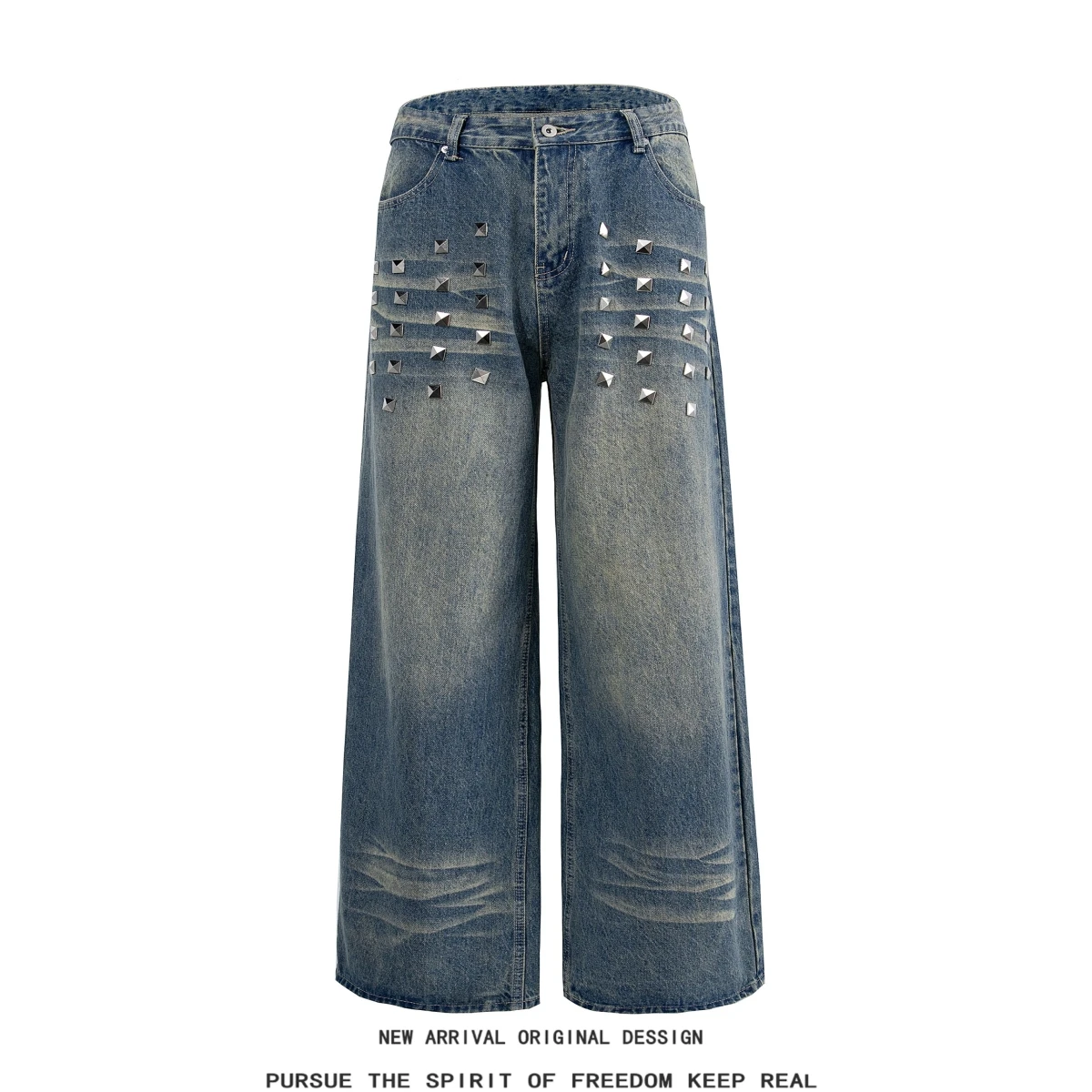 American Retro Washed Rivet Wide Leg Men's Jeans Spring Summer New Loose Casual Trendy Floor-Length Pants Polyester Fiber
American Retro Washed Rivet Wide Leg Men's Jeans Spring Summer New Loose Casual Trendy Floor-Length Pants Polyester Fiber