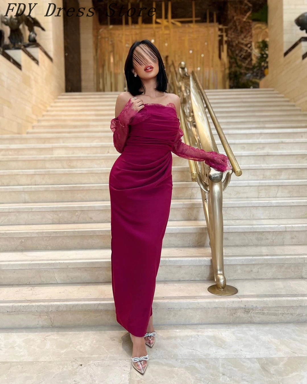 Vintage Mermaid Evening Dresses Strapless Prom Dresses Lace Sleeves Ankle Length Formal Occasion Dresses Party Dresses
Vintage Mermaid Evening Dresses Strapless Prom Dresses Lace Sleeves Ankle Length Formal Occasion Dresses Party Dresses