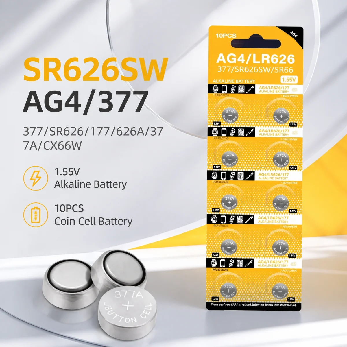 10-50Pcs AG4 LR626 Button Coin Cell Batteries 377 SR626SW SR626 177 376 626A LR66 for Watches Toys Clocks
10-50Pcs AG4 LR626 Button Coin Cell Batteries 377 SR626SW SR626 177 376 626A LR66 for Watches Toys Clocks