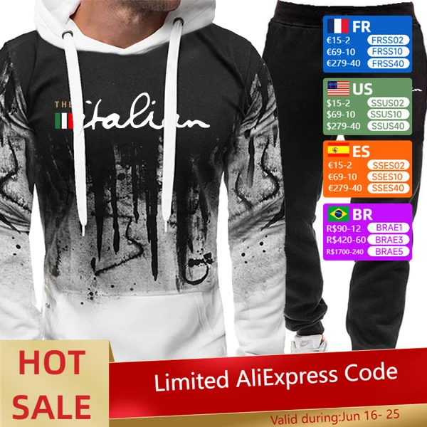 Italy Fashion Men's Hoodies Sweatpants 2pcs Set High Quality Daily Casual Sports Jogging Suits Winter Gym Fitness Hooded Outfits
Italy Fashion Men's Hoodies Sweatpants 2pcs Set High Quality Daily Casual Sports Jogging Suits Winter Gym Fitness Hooded Outfits