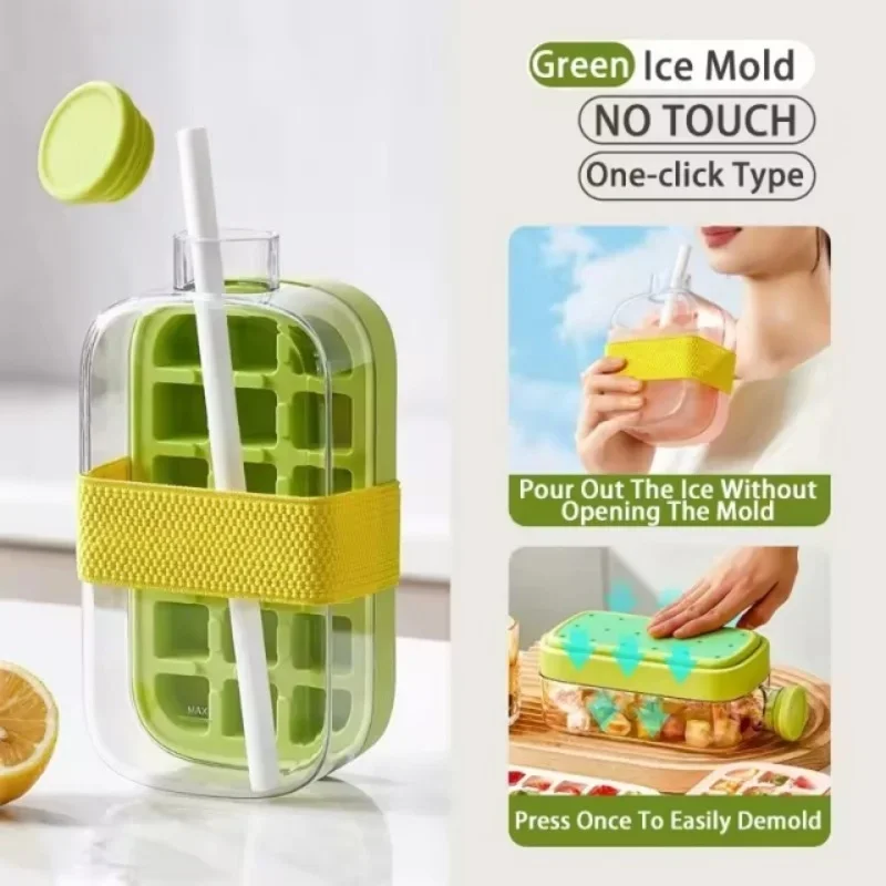 Silicone One-click Ice Mold Bottle Cooler Cup with Straw Ice Cube Tray with Lid for Freezer Creative NO TOUCH Mould for Summer
Silicone One-click Ice Mold Bottle Cooler Cup with Straw Ice Cube Tray with Lid for Freezer Creative NO TOUCH Mould for Summer