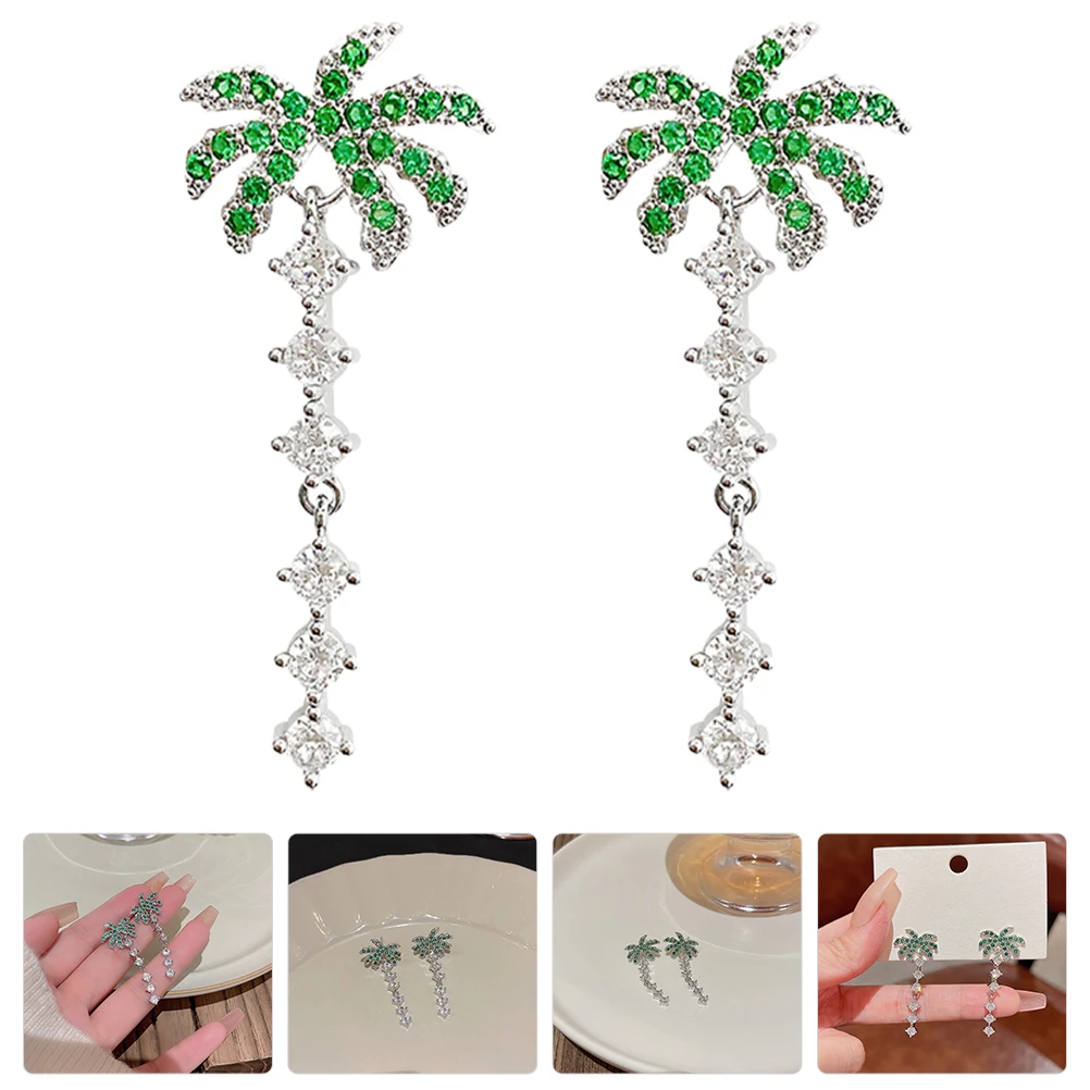 Gorgeous Zircon Coconut Tree Dangle Earrings For Women Tropical Beach Costume Jewelry Lightweight Sparkle Design Party Casual 
Gorgeous Zircon Coconut Tree Dangle Earrings For Women Tropical Beach Costume Jewelry Lightweight Sparkle Design Party Casual