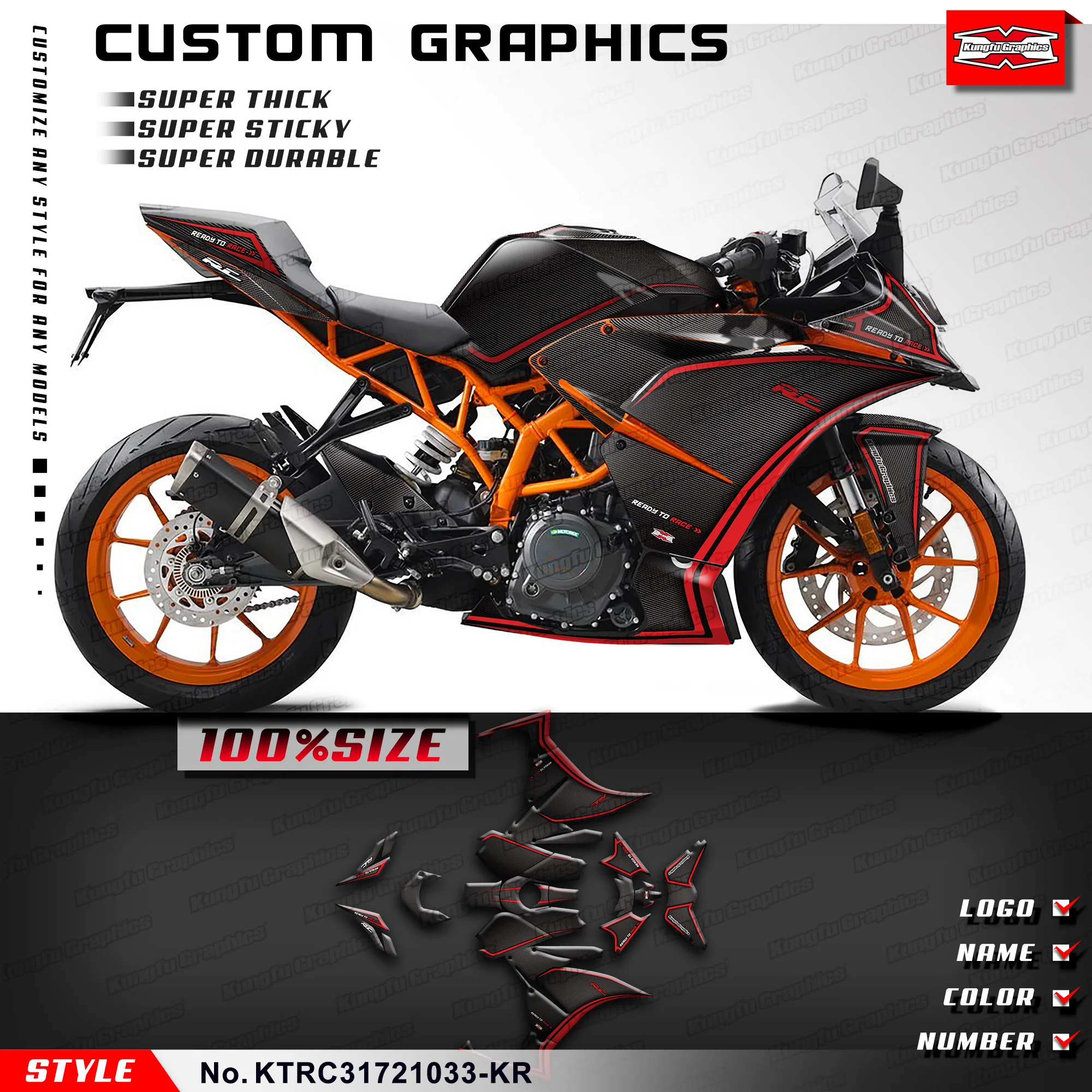 KUNGFU GRAPHICS Graphics Wrapping for KTM RC 125 200 250 390 2017 2018 2019 2020 2021 2022 2023 2024, KTRC31721033-KR
KUNGFU GRAPHICS Graphics Wrapping for KTM RC 125 200 250 390 2017 2018 2019 2020 2021 2022 2023 2024, KTRC31721033-KR
