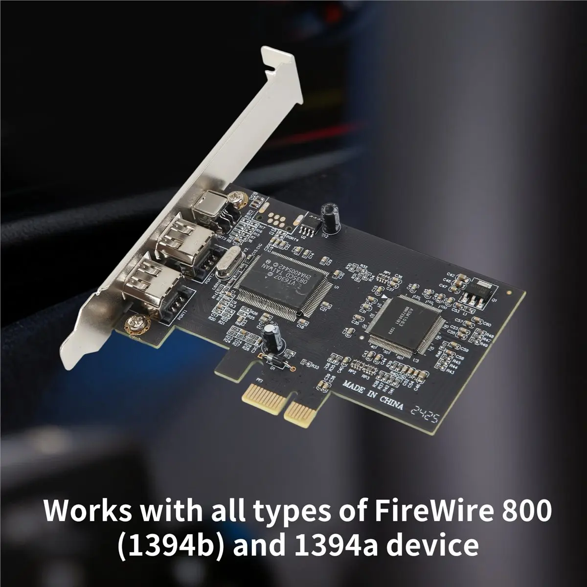 A43M PCI-E to 1394 FireWire Card,PCI-Ex1 to IEEE 1394 3-Port FireWire Card, Support 1440X1080 Resolution,with 0.8M 1394 Cable
A43M PCI-E to 1394 FireWire Card,PCI-Ex1 to IEEE 1394 3-Port FireWire Card, Support 1440X1080 Resolution,with 0.8M 1394 Cable