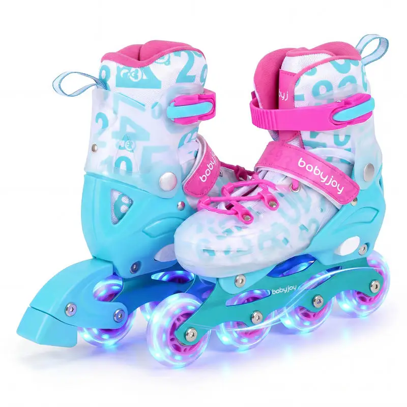 4-Size Adjustable Illuminating Kids Inline Skates with Light Up Wheels-Blue and Pink
4-Size Adjustable Illuminating Kids Inline Skates with Light Up Wheels-Blue and Pink