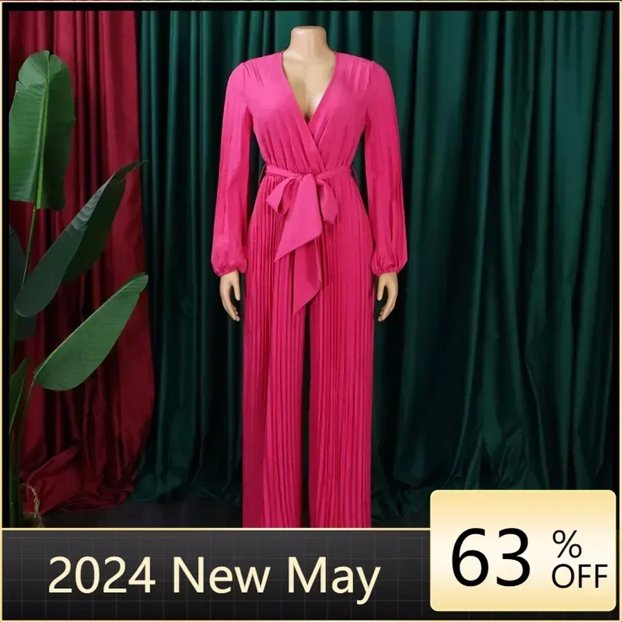 Jumpsuit Women's Clothing Office Lady Button Fashion Maxi Rompers New in Fall Clothes Wholesale Dropshipping with Belt
Jumpsuit Women's Clothing Office Lady Button Fashion Maxi Rompers New in Fall Clothes Wholesale Dropshipping with Belt