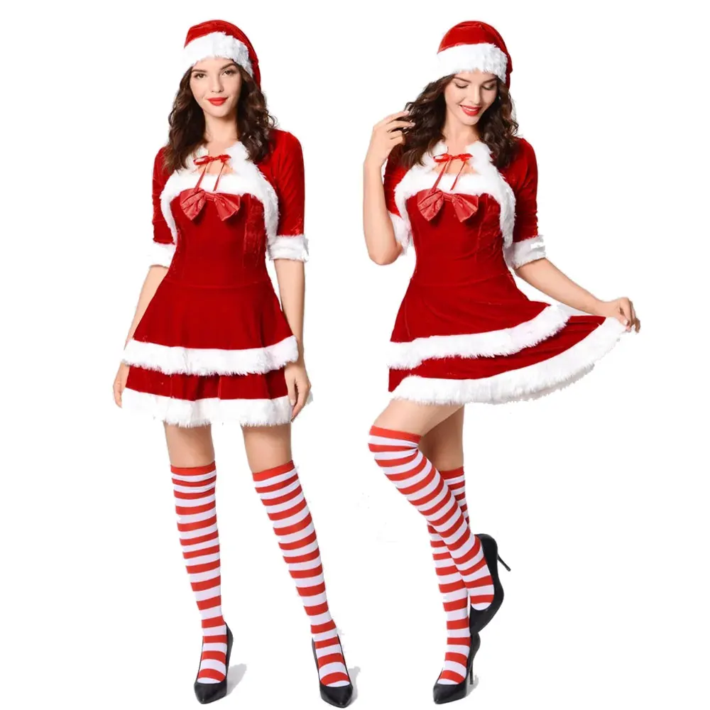 Women Sweet Bow Red Short Coat Santa Claus Outfits Xmas Fancy Dress With Lace-up Shawl Hat Suit Christmas Elf Cosplay Costume
Women Sweet Bow Red Short Coat Santa Claus Outfits Xmas Fancy Dress With Lace-up Shawl Hat Suit Christmas Elf Cosplay Costume