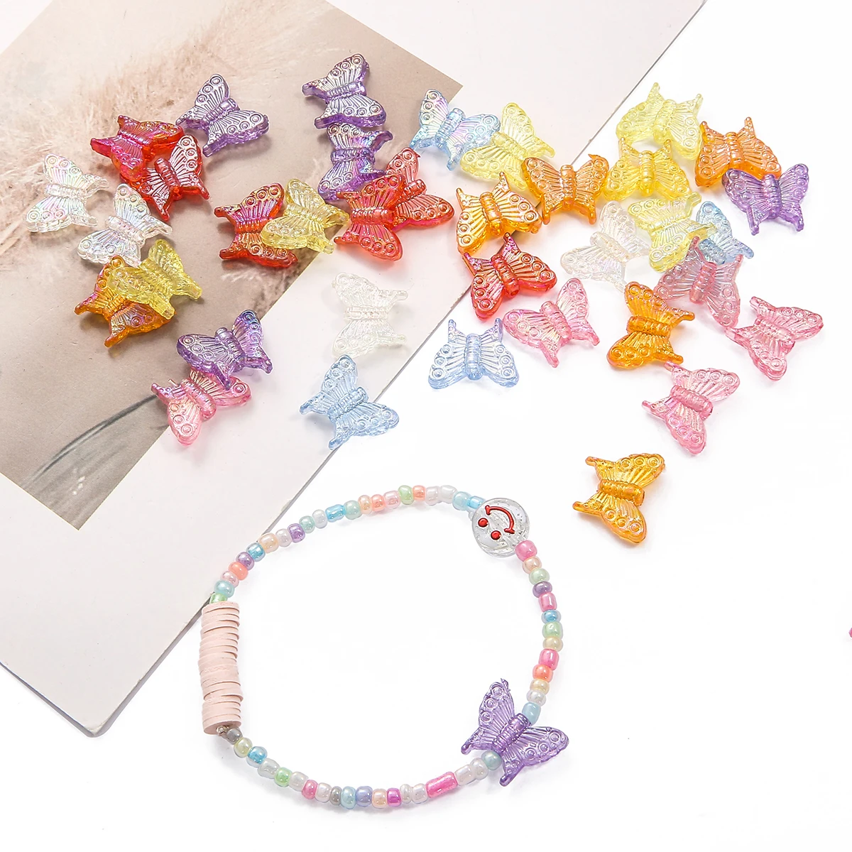 20pcs Color Acrylic Butterfly Crystal Glass Beads Bulk Spacer Beads for Earring Bracelet Necklace Key Chains Jewelry DIY Craft
20pcs Color Acrylic Butterfly Crystal Glass Beads Bulk Spacer Beads for Earring Bracelet Necklace Key Chains Jewelry DIY Craft