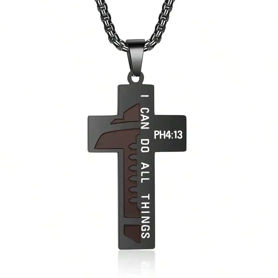 Stainless Steel Cross Pendant Necklace With Bible Verse Ph4 13 For Men
Stainless Steel Cross Pendant Necklace With Bible Verse Ph4 13 For Men