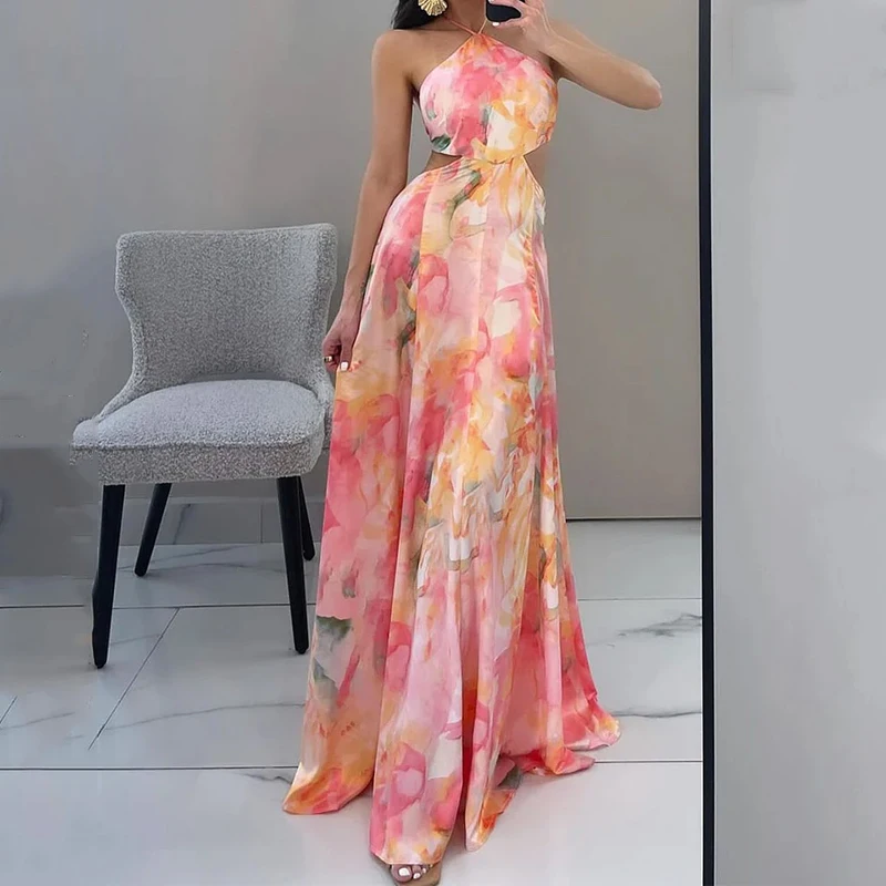 Ellafads Maxi Dress Women Summer Fashion Printed Sleeveless Halter Neck Backless Lace Up Sexy Beach Party Long Dress Streetwear
Ellafads Maxi Dress Women Summer Fashion Printed Sleeveless Halter Neck Backless Lace Up Sexy Beach Party Long Dress Streetwear