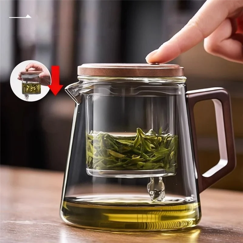 A23I-Elegant Chinese Tea Set - Transparent Teapot With Walnut Base, Water Separation Feature For Household Use 
A23I-Elegant Chinese Tea Set - Transparent Teapot With Walnut Base, Water Separation Feature For Household Use
