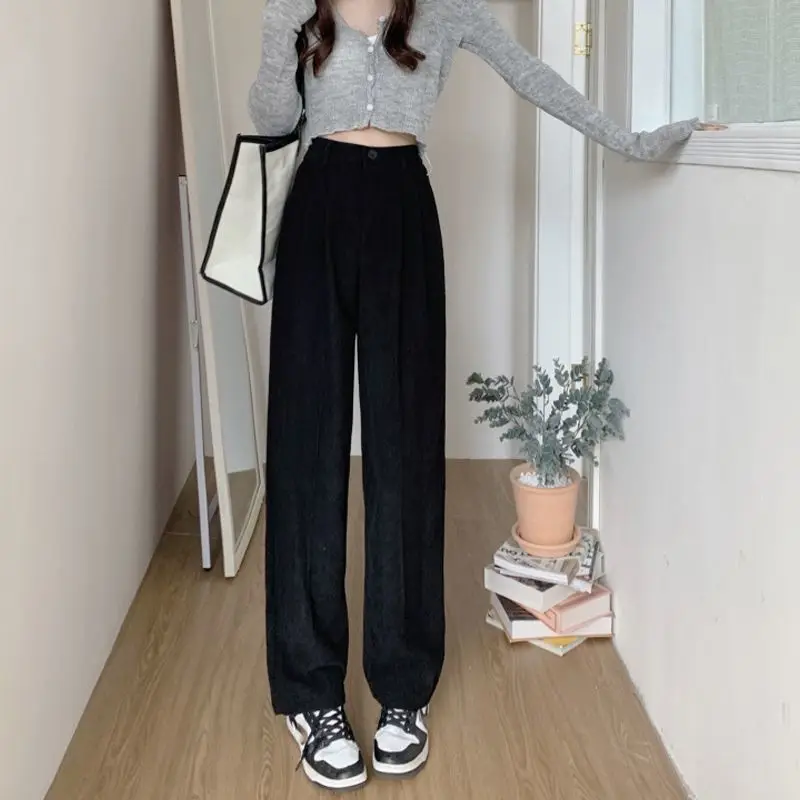 High Waist Corduroy Pants Women Spring Fall Straight Causal Full Length Trousers Korean Fashion All Match Black Pants
High Waist Corduroy Pants Women Spring Fall Straight Causal Full Length Trousers Korean Fashion All Match Black Pants