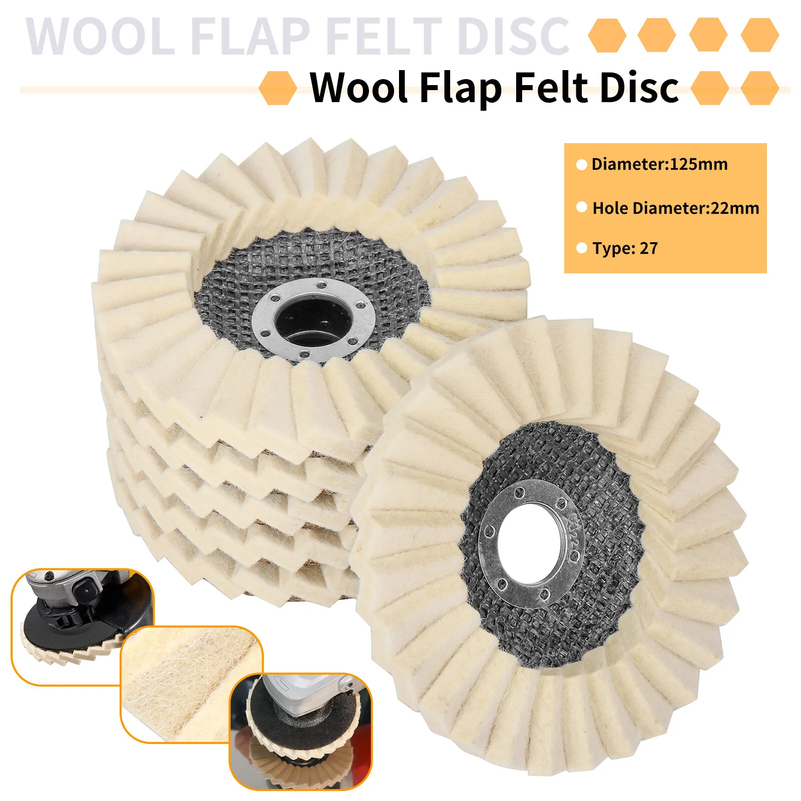 5" Wool Felt Flap Disc Metal working Polishing Buffing Wheel For Angle Grinder
5" Wool Felt Flap Disc Metal working Polishing Buffing Wheel For Angle Grinder