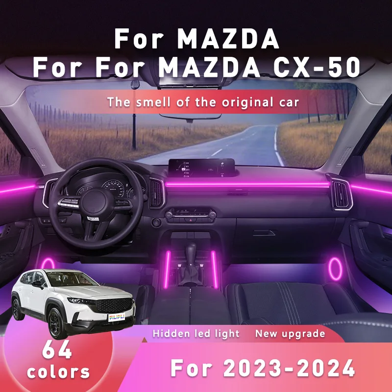 FILIPLI для MAZDA CX-50 для 2016, активируемый звуком, внутренний светильник автомобиля, сделай сам, 64 RGB, окружающее освещение салона автомобиля с управлением через приложение
FILIPLI для MAZDA CX-50 для 2016, активируемый звуком, внутренний светильник автомобиля, сделай сам, 64 RGB, окружающее освещение салона автомобиля с управлением через приложение