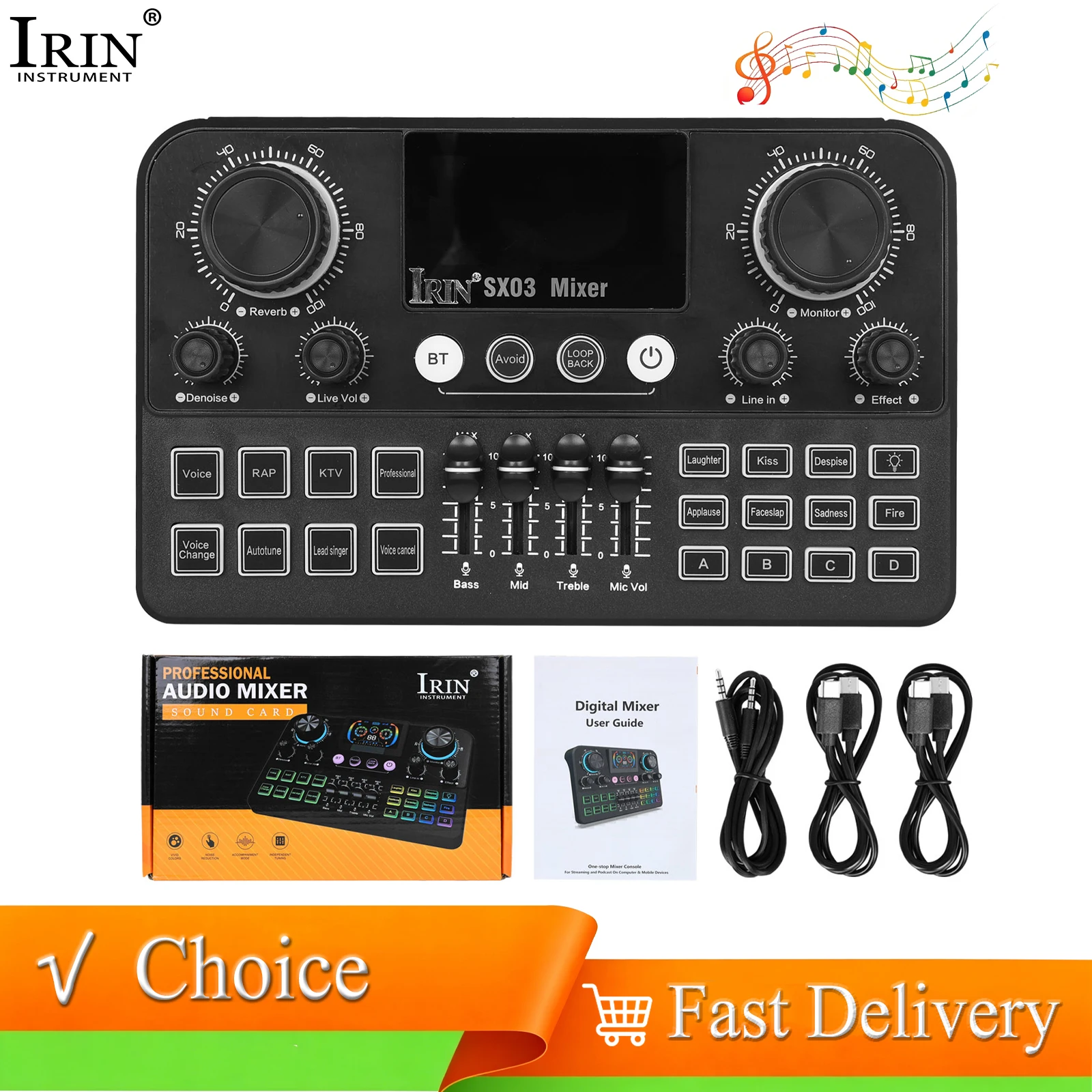 IRIN Digital Display Screen Live Sound Card Singing Live Sound Audio Mixer Bundle Sound Card for KTV Karaoke Broadcast Equipment
IRIN Digital Display Screen Live Sound Card Singing Live Sound Audio Mixer Bundle Sound Card for KTV Karaoke Broadcast Equipment