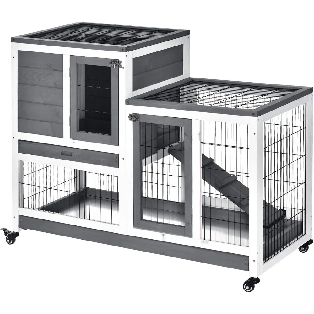 Wooden Rabbit Hutch Elevated Bunny Cage Indoor Small Animal Habitat with Enclosed Run with Wheels, Ramp, Removable Tray Ideal f
Wooden Rabbit Hutch Elevated Bunny Cage Indoor Small Animal Habitat with Enclosed Run with Wheels, Ramp, Removable Tray Ideal f
