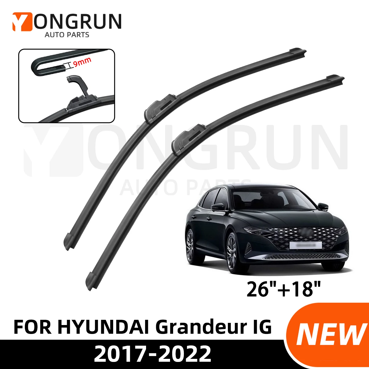 YONGRUN 2PCS Front Windshield Wiper With 26"+18" Suitable For Hyundai Grandeur Ig 2017-2022 Durable Automotive Parts 2018 2020
YONGRUN 2PCS Front Windshield Wiper With 26"+18" Suitable For Hyundai Grandeur Ig 2017-2022 Durable Automotive Parts 2018 2020