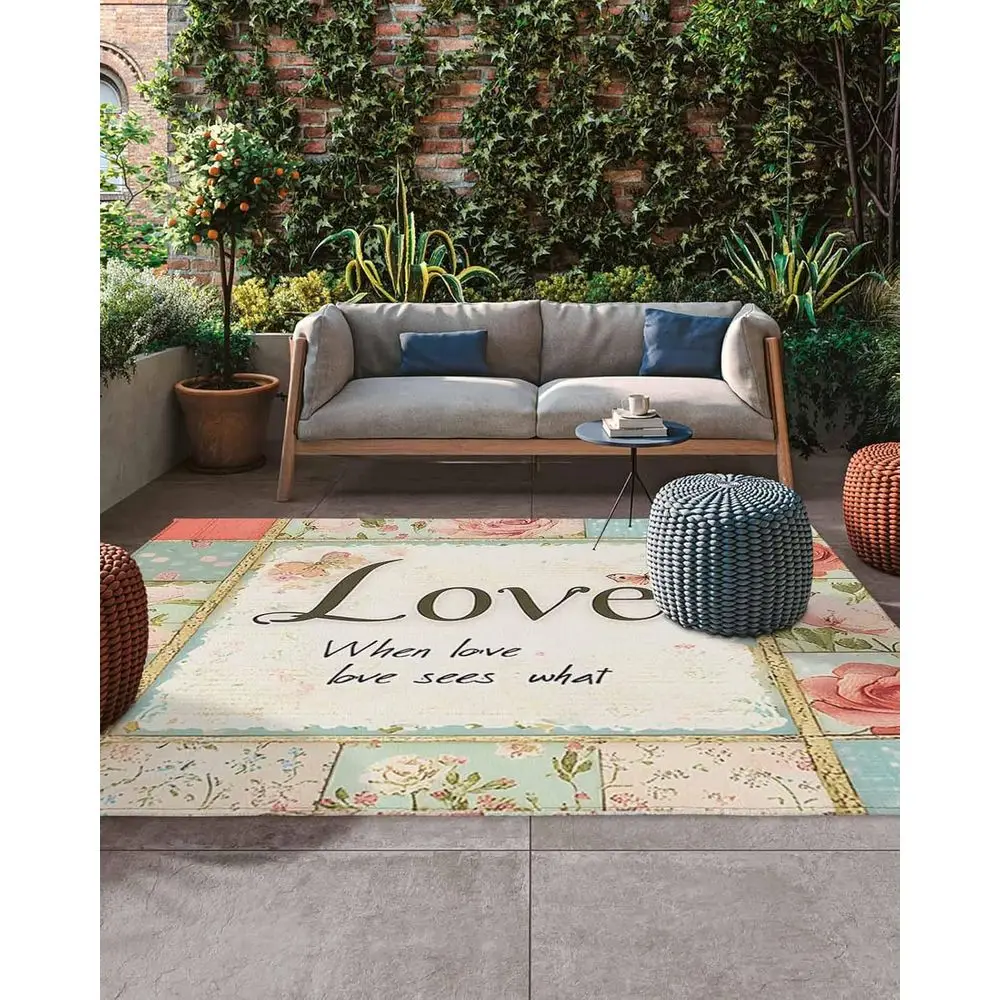 Винтажный коврик для патио с акварельными цветами длиной 5x8 футов — моющийся ковер на палубе и заднем дворе с клетчатой цитатой «Любовь»
Винтажный коврик для патио с акварельными цветами длиной 5x8 футов — моющийся ковер на палубе и заднем дворе с клетчатой цитатой «Любовь»