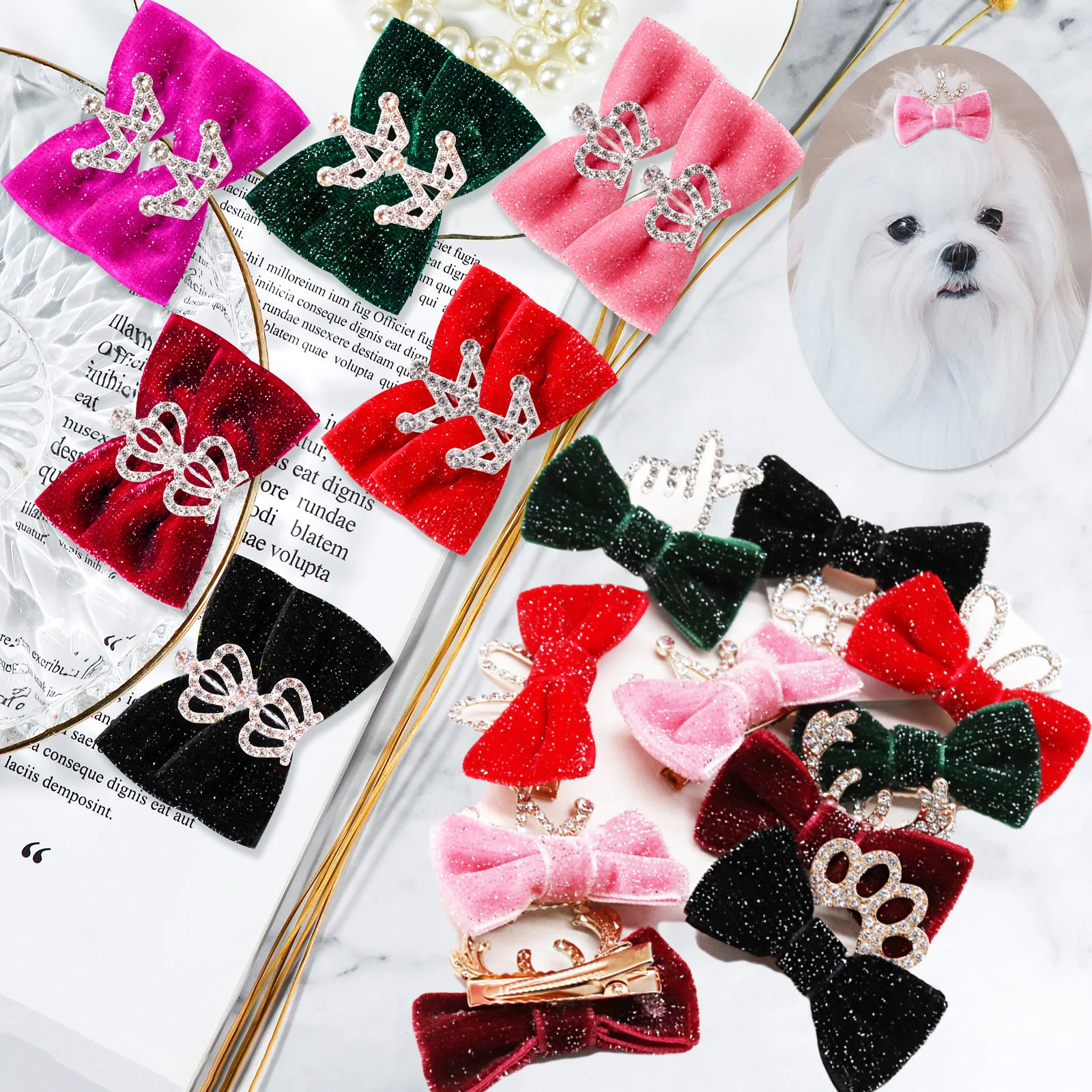 100pcs Dog Hair Clips Crown Diamond Dog Bows Princess Wedding Grooming Bowknot Samll Dogs Cats Holiday Birthday Hair Accessories
100pcs Dog Hair Clips Crown Diamond Dog Bows Princess Wedding Grooming Bowknot Samll Dogs Cats Holiday Birthday Hair Accessories