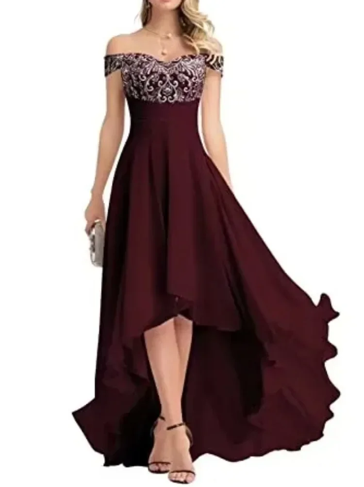 Slash Cross Slim Waist Bridesmaid Dress Exquisite Lace Appliques Back Strap Vestidos Anterior Short Posterior Long Prom Robe
Slash Cross Slim Waist Bridesmaid Dress Exquisite Lace Appliques Back Strap Vestidos Anterior Short Posterior Long Prom Robe