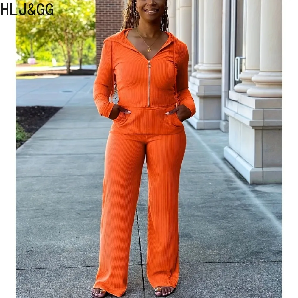 HLJ&GG Fashion Solid Color Hooded Two Piece Sets Women Zipper Long Sleeve Coats And Wide Leg Pants Outfit Female 2pcs Tracksuits
HLJ&GG Fashion Solid Color Hooded Two Piece Sets Women Zipper Long Sleeve Coats And Wide Leg Pants Outfit Female 2pcs Tracksuits