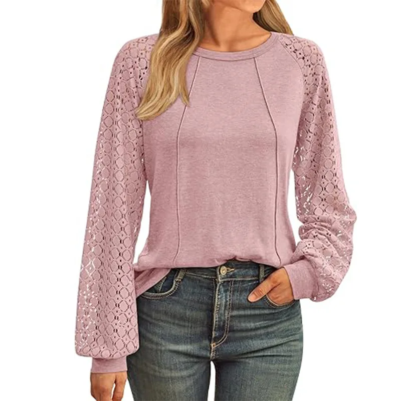 Spring New Sexy Lace Patchwork Shirt Women Fashion Solid Color Casual Loose Pullover Top O-Neck Lantern Long Sleeve Daily Blouse
Spring New Sexy Lace Patchwork Shirt Women Fashion Solid Color Casual Loose Pullover Top O-Neck Lantern Long Sleeve Daily Blouse