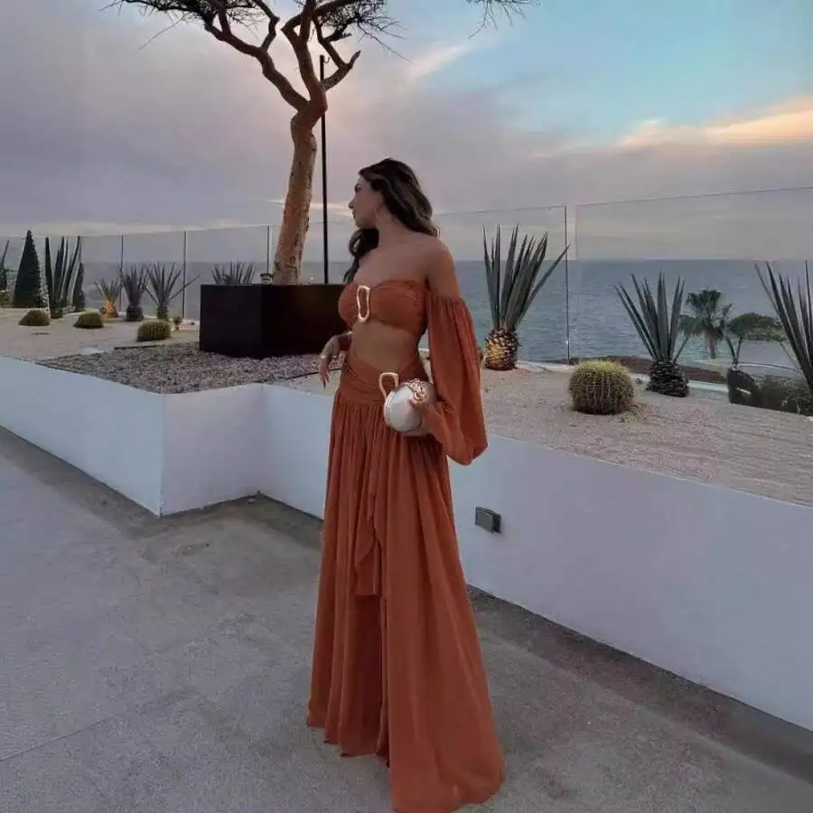 Summer Chiffon Off Shoulder Two Piece Flowing Maxi Dress For Women
Summer Chiffon Off Shoulder Two Piece Flowing Maxi Dress For Women