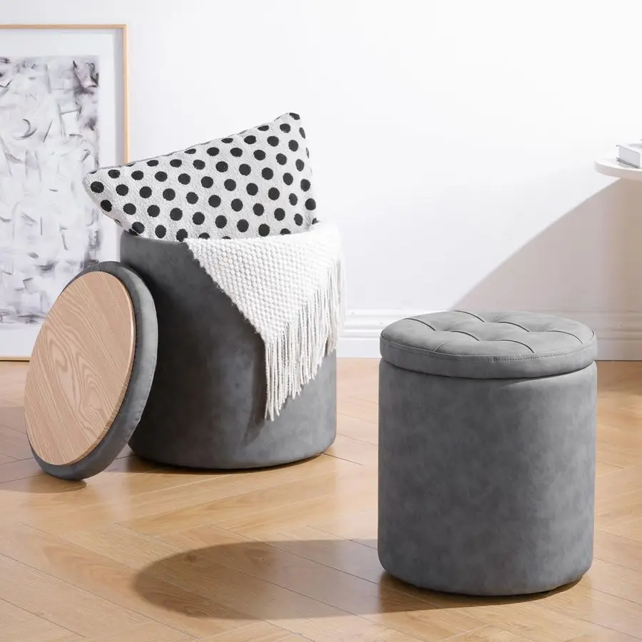W x 14.17 H amp 14.76 W x 17.32 H Round Set of 2 Ottoman with Storage Vanity Stool for Makeup Multifunctional Ottomans Padded S
W x 14.17 H amp 14.76 W x 17.32 H Round Set of 2 Ottoman with Storage Vanity Stool for Makeup Multifunctional Ottomans Padded S