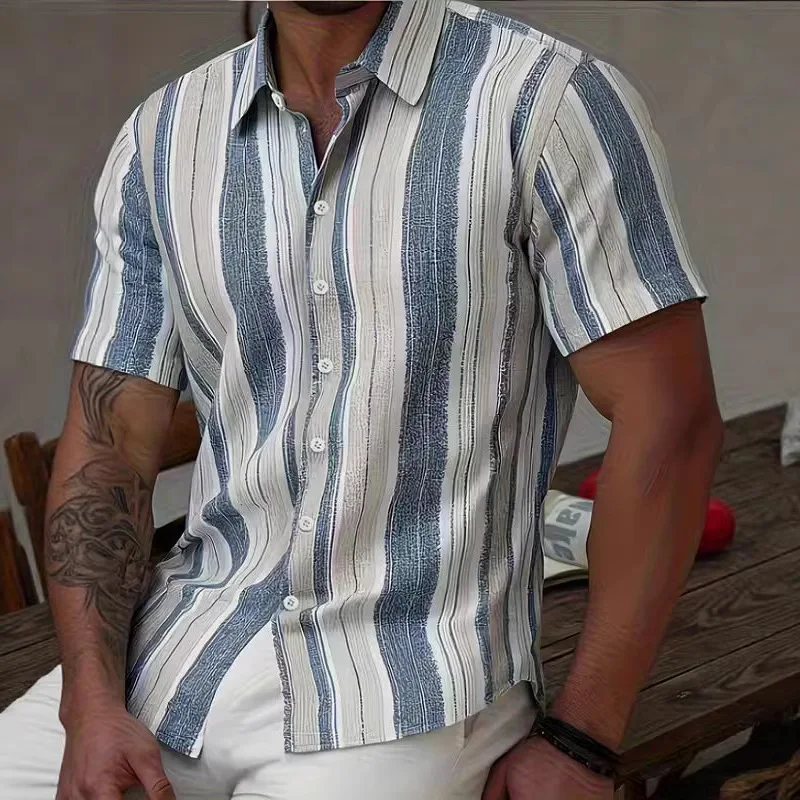 Summer Men's Shirt Casual Beach 3D Printed Hawaiian Short Sleeve Striped Lapel Shirt
Summer Men's Shirt Casual Beach 3D Printed Hawaiian Short Sleeve Striped Lapel Shirt