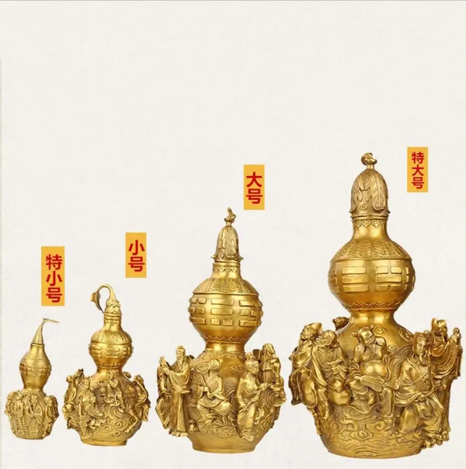 Copper pure Statue Open light copper gourd ornament eight immortals copper gourd eight immortals cross the sea Fengshui househol
Copper pure Statue Open light copper gourd ornament eight immortals copper gourd eight immortals cross the sea Fengshui househol