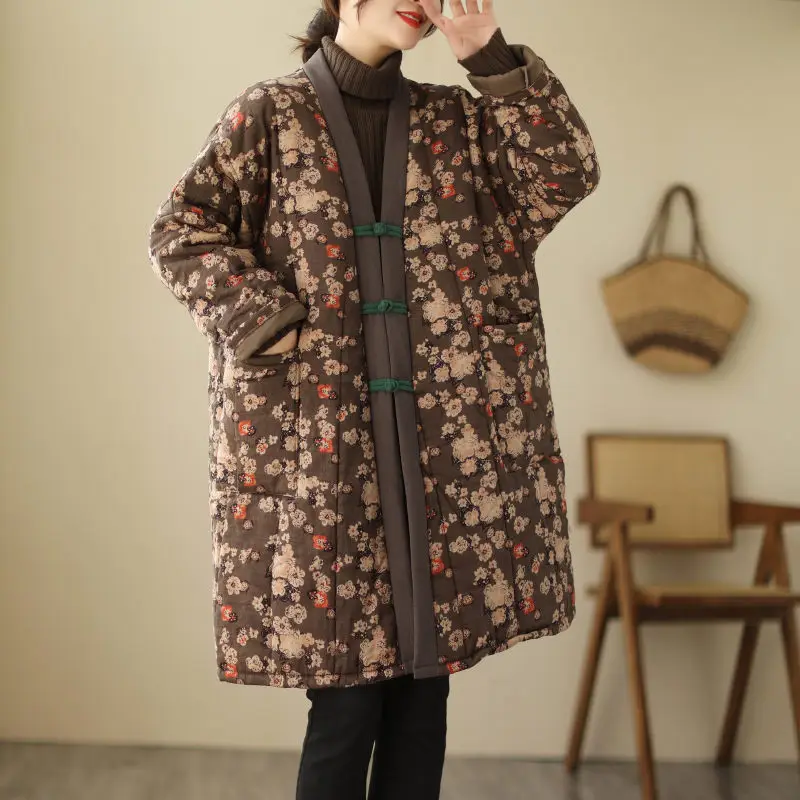 Ethnic Retro Plate Button Floral Cotton Coat For Women Autumn Winter Loose Large Size Medium Length Padded Jacket Tunic T1464
Ethnic Retro Plate Button Floral Cotton Coat For Women Autumn Winter Loose Large Size Medium Length Padded Jacket Tunic T1464