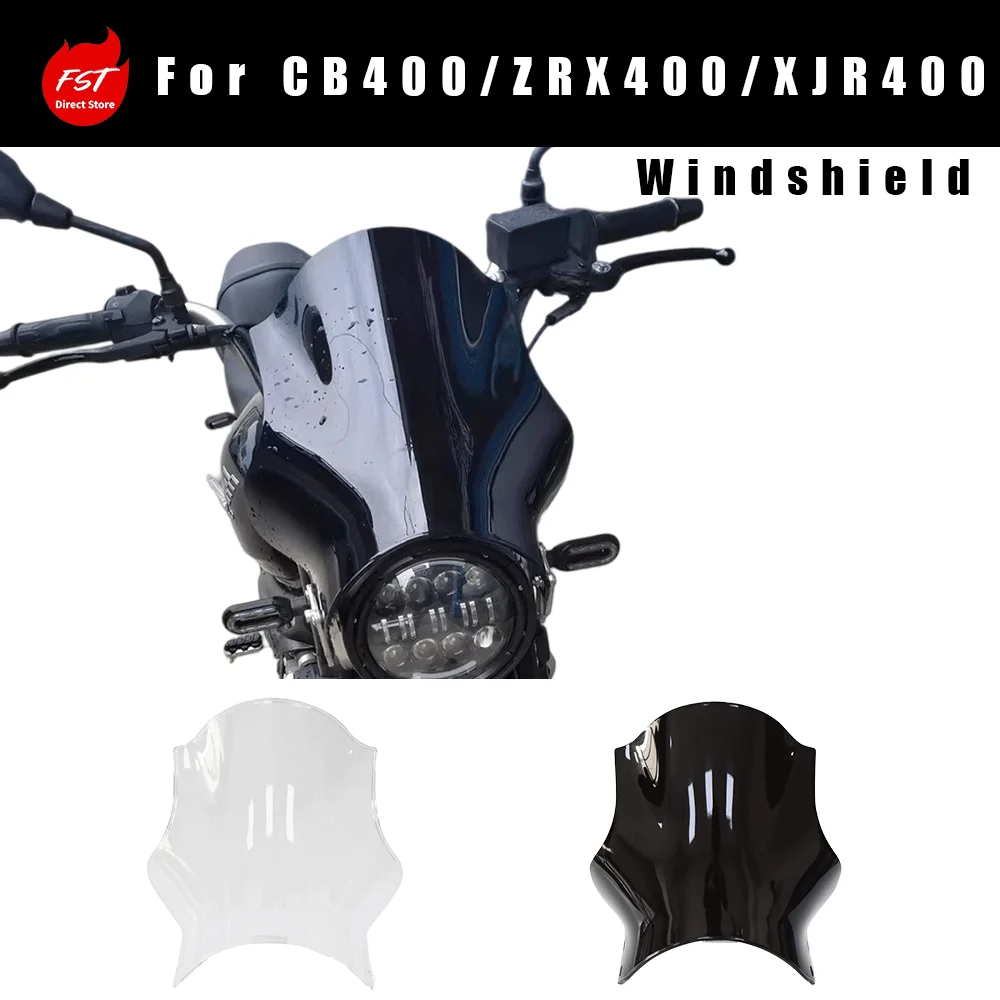 Modified sport front windscreen and wind deflector for CB400, ZRX400 and XJR400
Modified sport front windscreen and wind deflector for CB400, ZRX400 and XJR400