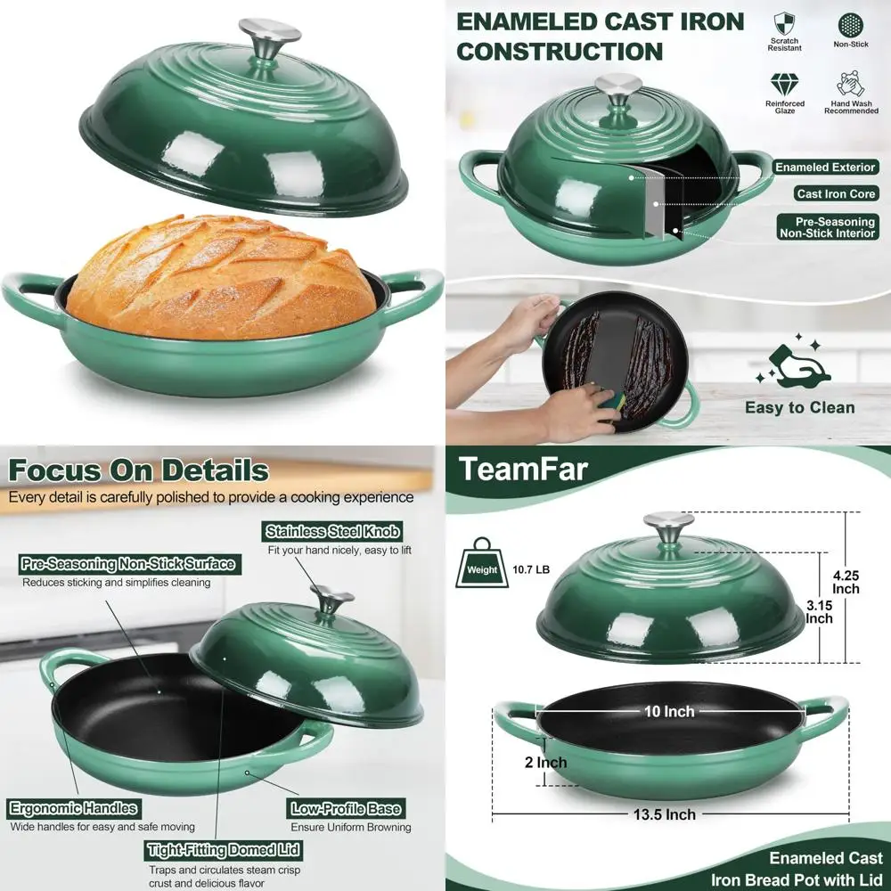 Enameled Cast Iron Dutch Oven, 6 Quart, Ideal for Sourdough Bread Baking with Tall Dome Lid and Round Base Pan, Perfect for Baki
Enameled Cast Iron Dutch Oven, 6 Quart, Ideal for Sourdough Bread Baking with Tall Dome Lid and Round Base Pan, Perfect for Baki
