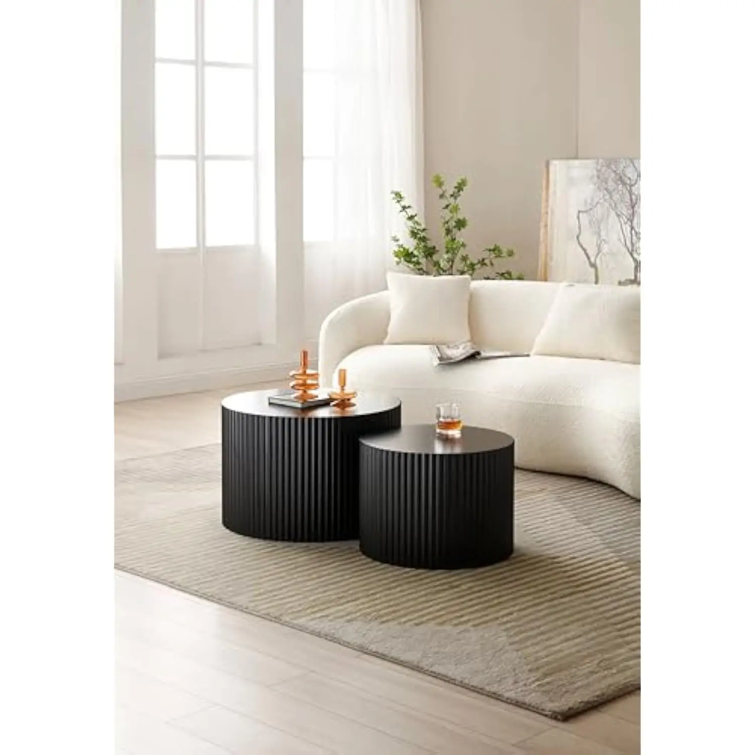 Modern Nesting Coffee Table Set of 2 Round Side Table End Table for Living Room, Wood Circle Drum Coffee Table Contemporary Liv
Modern Nesting Coffee Table Set of 2 Round Side Table End Table for Living Room, Wood Circle Drum Coffee Table Contemporary Liv