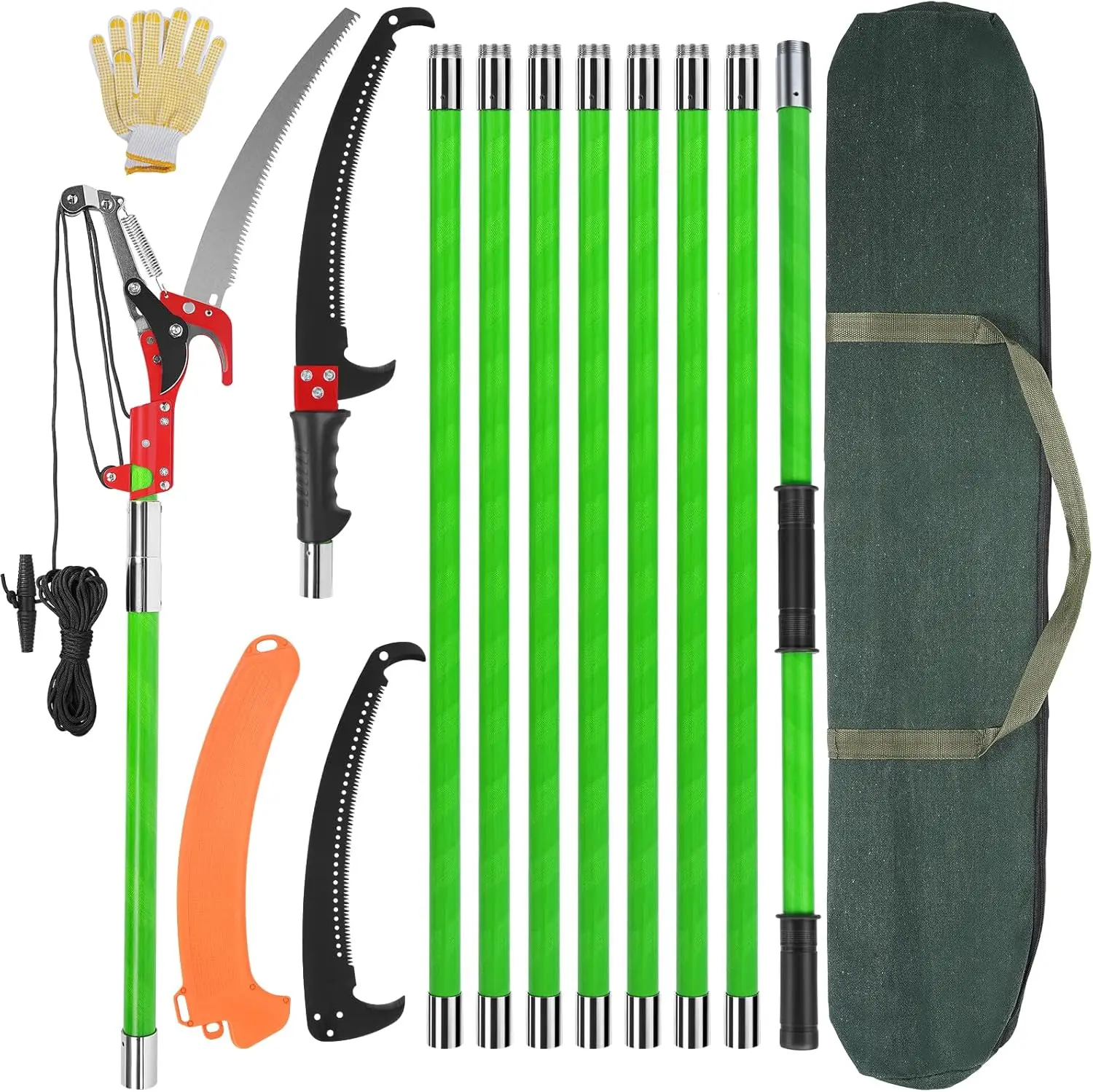 30ft Extendable Manual Pole Saw with 9 Fiberglass Handles, Adjustable Tree Pruner for Garden and Backyard Branch Cutting
30ft Extendable Manual Pole Saw with 9 Fiberglass Handles, Adjustable Tree Pruner for Garden and Backyard Branch Cutting