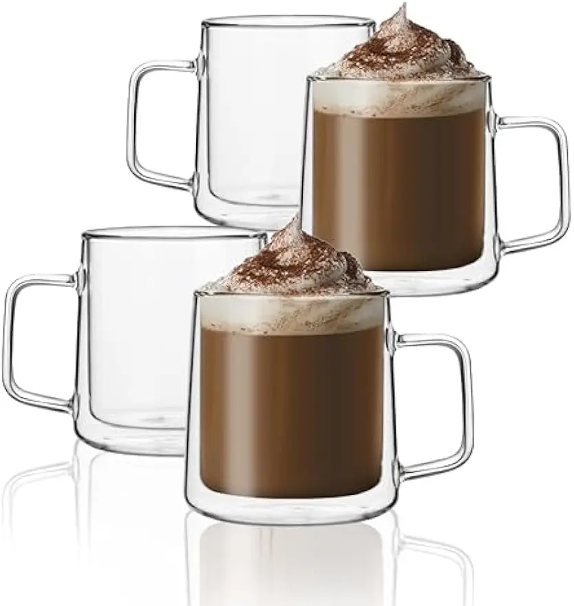 Double Wall Insulated Glass Coffee Mugs Set of 4, Clear Espresso Cups for Latte Cappuccino Tea
Double Wall Insulated Glass Coffee Mugs Set of 4, Clear Espresso Cups for Latte Cappuccino Tea