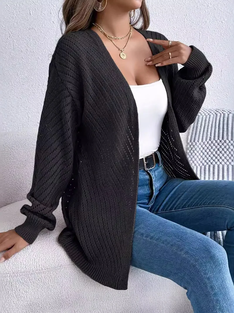 Легкий летний кардиган-свитер с ажурной вязкой для женщин, повседневный уличный стиль, модный трикотаж
Легкий летний кардиган-свитер с ажурной вязкой для женщин, повседневный уличный стиль, модный трикотаж