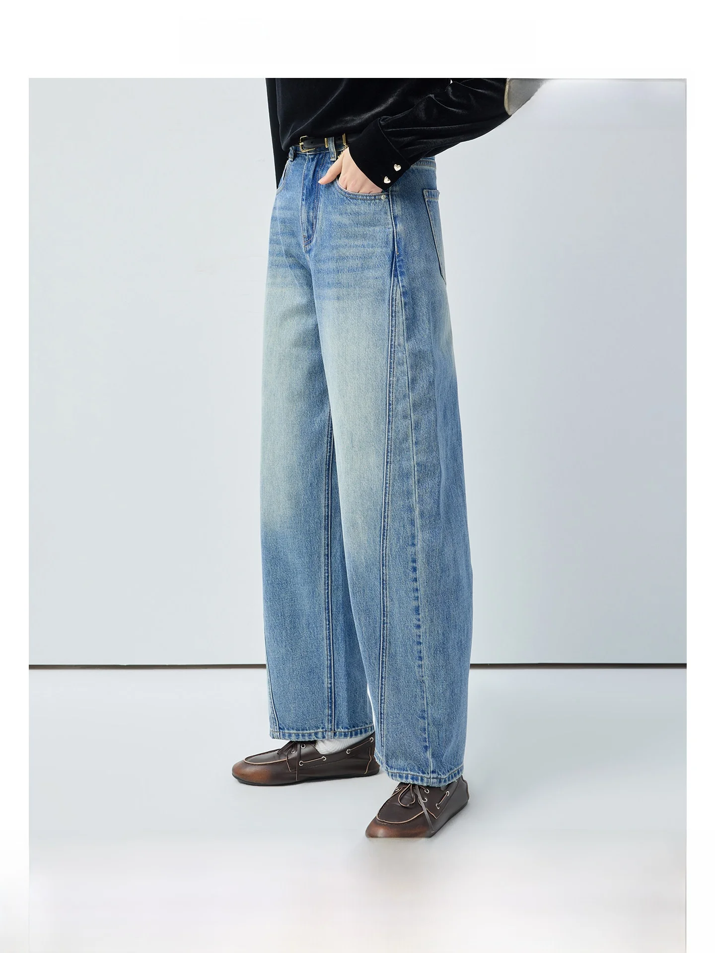 Vega Chang Women's Curved Blade Jeans Spring New Arrival Drapey Versatile High Waist Straight Leg Blue Denim Casual Trousers
Vega Chang Women's Curved Blade Jeans Spring New Arrival Drapey Versatile High Waist Straight Leg Blue Denim Casual Trousers