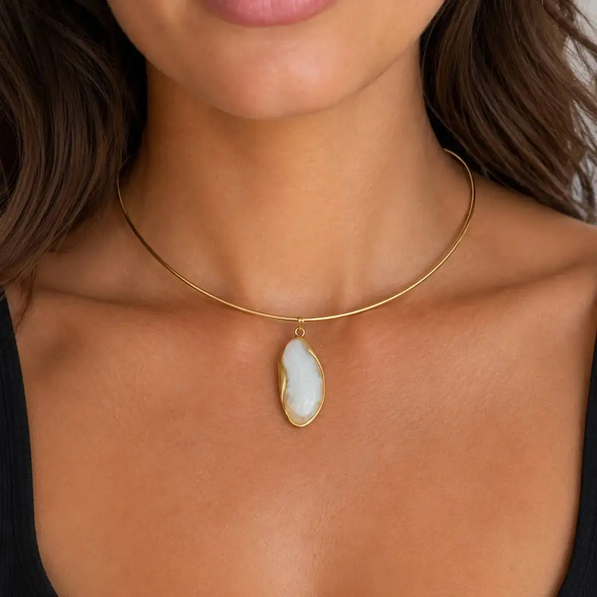 PuRui Elegant Stainless Steel 18K Gold Plated Short Choker Necklace Women Retro Resin Acrylic Pendant Non Fading Collar Chain
PuRui Elegant Stainless Steel 18K Gold Plated Short Choker Necklace Women Retro Resin Acrylic Pendant Non Fading Collar Chain