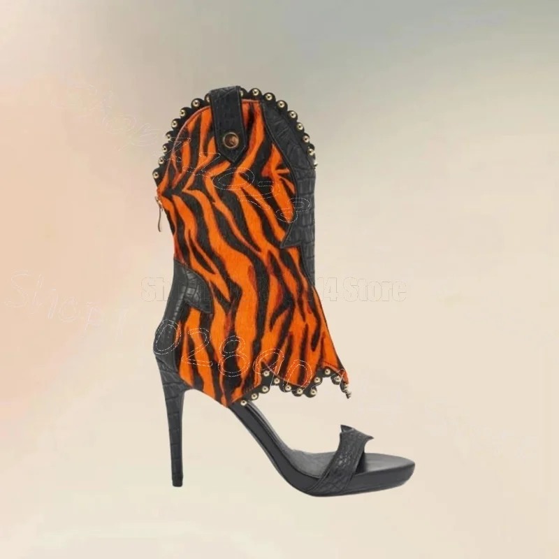Сандалии с принтом зебры и заклепками, декор, ботинки на молнии сзади, женская обувь на тонком высоком каблуке с открытым носком, вечерние, 2025, Zapatos Para Mujere
Сандалии с принтом зебры и заклепками, декор, ботинки на молнии сзади, женская обувь на тонком высоком каблуке с открытым носком, вечерние, 2025, Zapatos Para Mujere