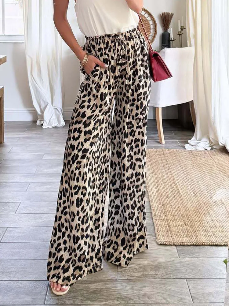 New Leopard Print Wide-leg Casual Pants Spring Wide-leg Straight Trousers Spring Autumn Fashion Elegant Casual Long Pants
New Leopard Print Wide-leg Casual Pants Spring Wide-leg Straight Trousers Spring Autumn Fashion Elegant Casual Long Pants