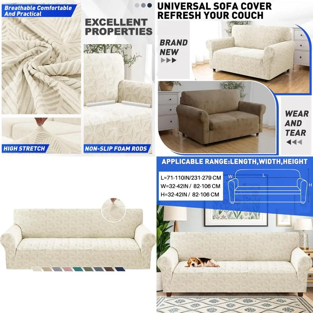 X-Large 4-Seat Jacquard Sofa Cover with Elastic Non-Slip Base, Thickened Oversized Couch Protector for Pets - Beige
X-Large 4-Seat Jacquard Sofa Cover with Elastic Non-Slip Base, Thickened Oversized Couch Protector for Pets - Beige